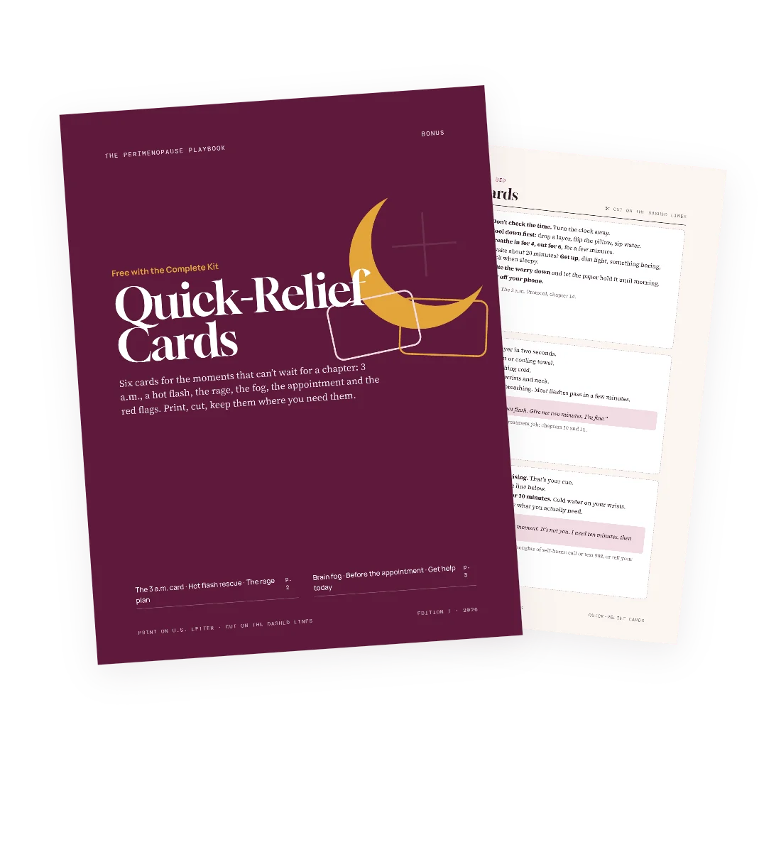 The Quick-Relief Cards bonus: six printable cards