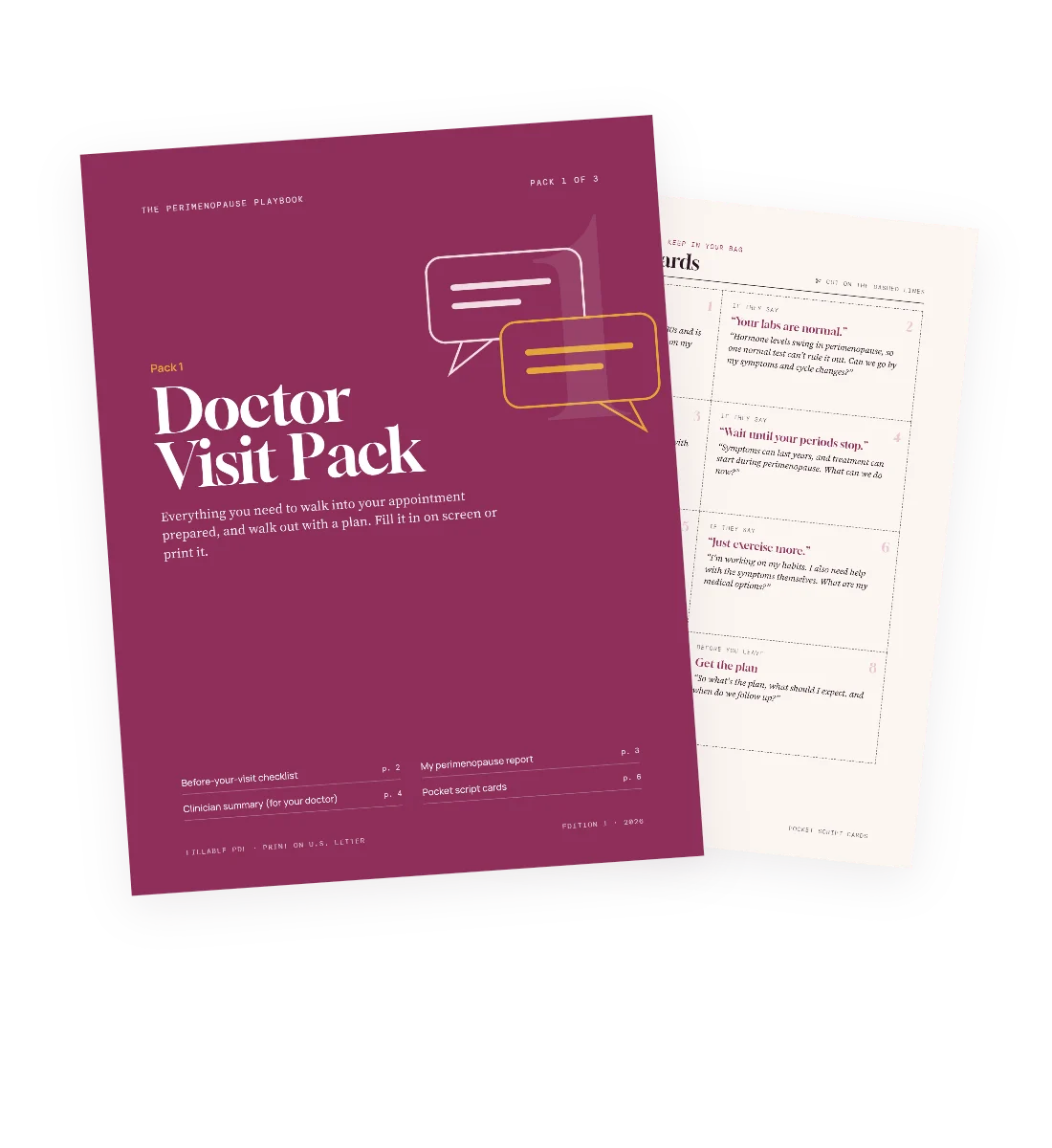 The Doctor Visit Pack cover and its pocket script cards